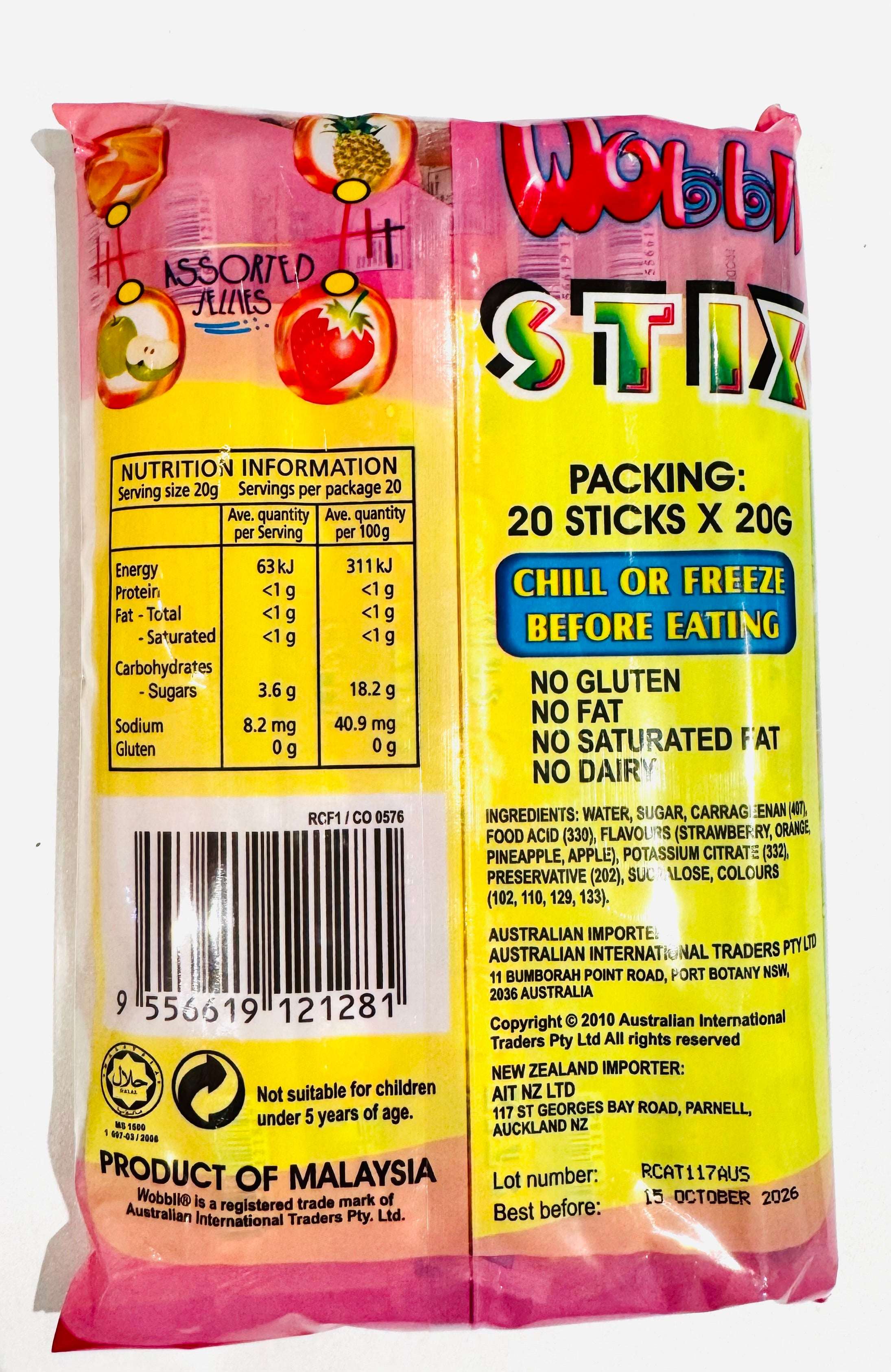 Wobbli Jelly Stix Pk 20 400g