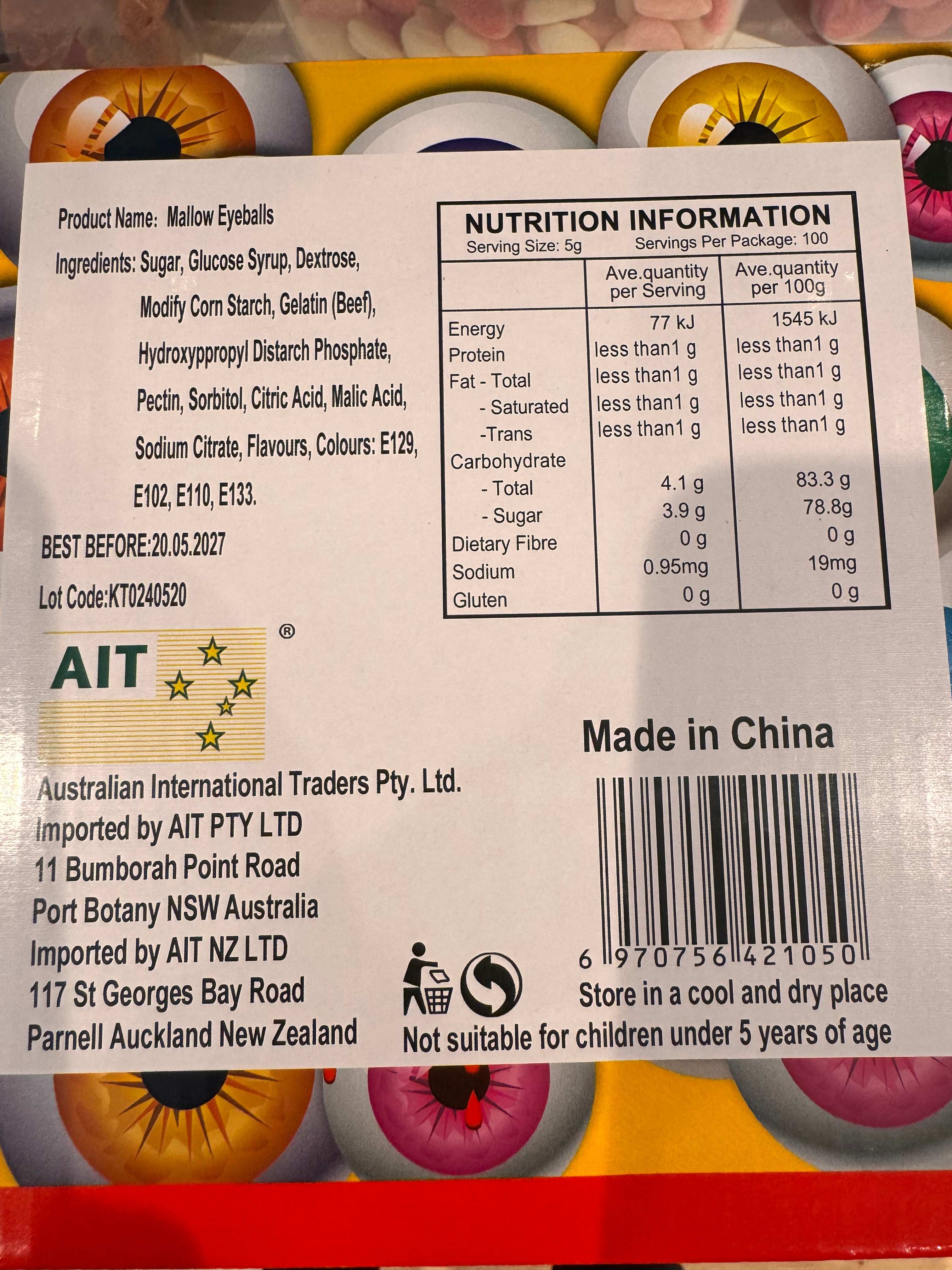 Mallow Eyeballs with jam filling