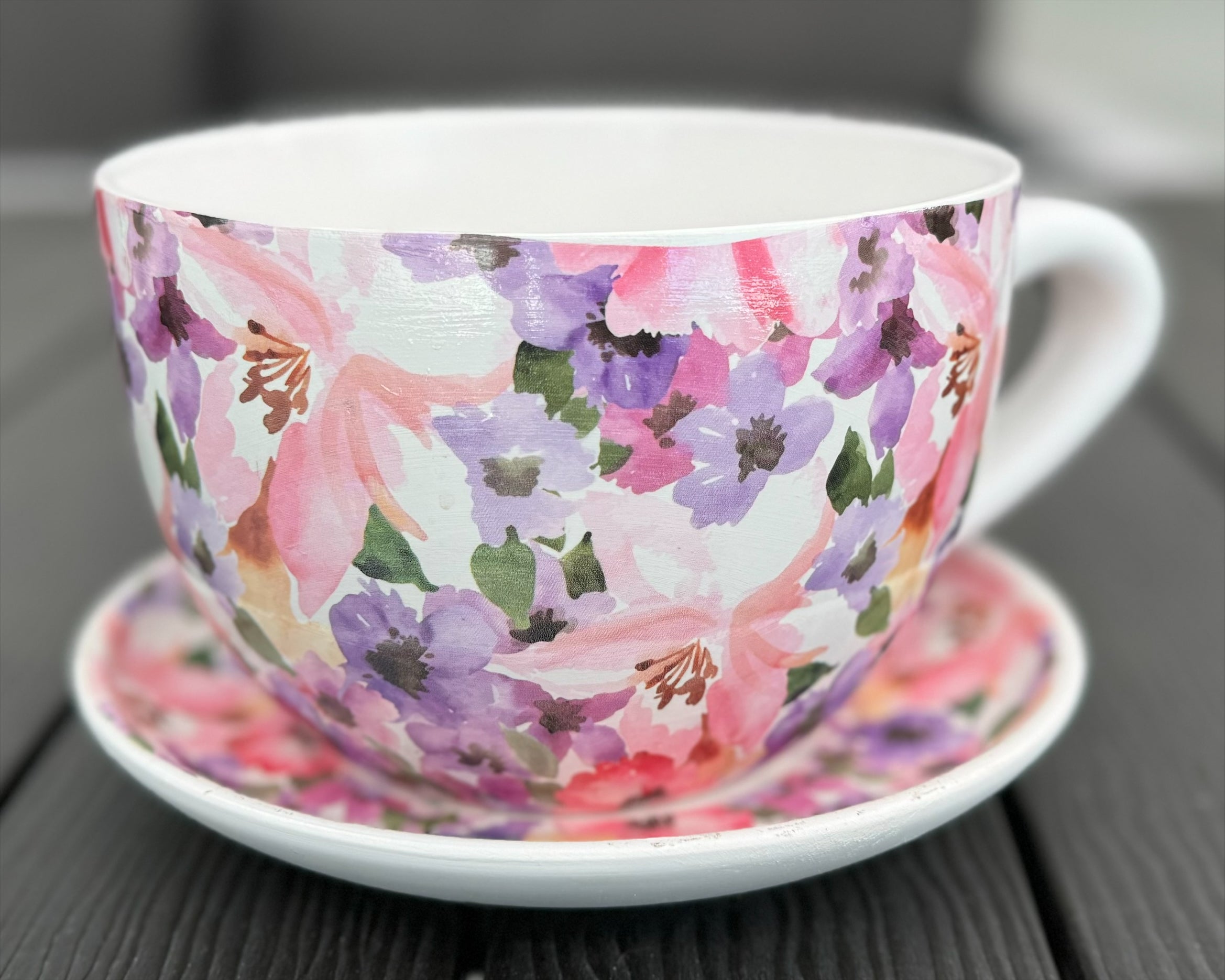 Native Flora & Fauna Cup and Saucer Planter - 19cm Floral Designs