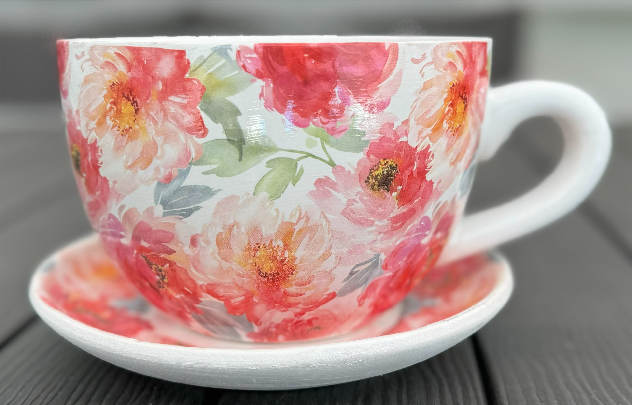 Native Flora & Fauna Cup and Saucer Planter - 19cm Floral Designs