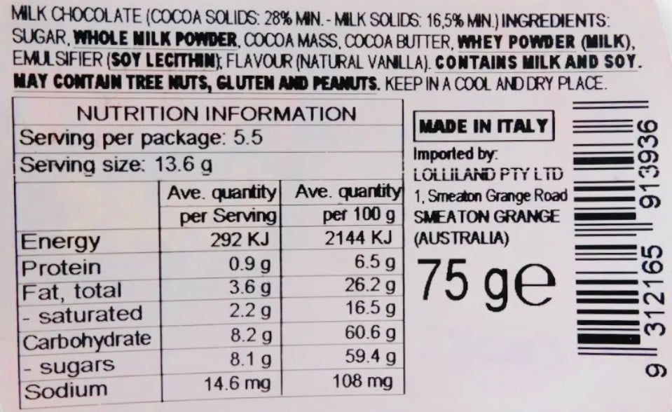 Witor’s Italian Milk Chocolate Santas 75g Bag