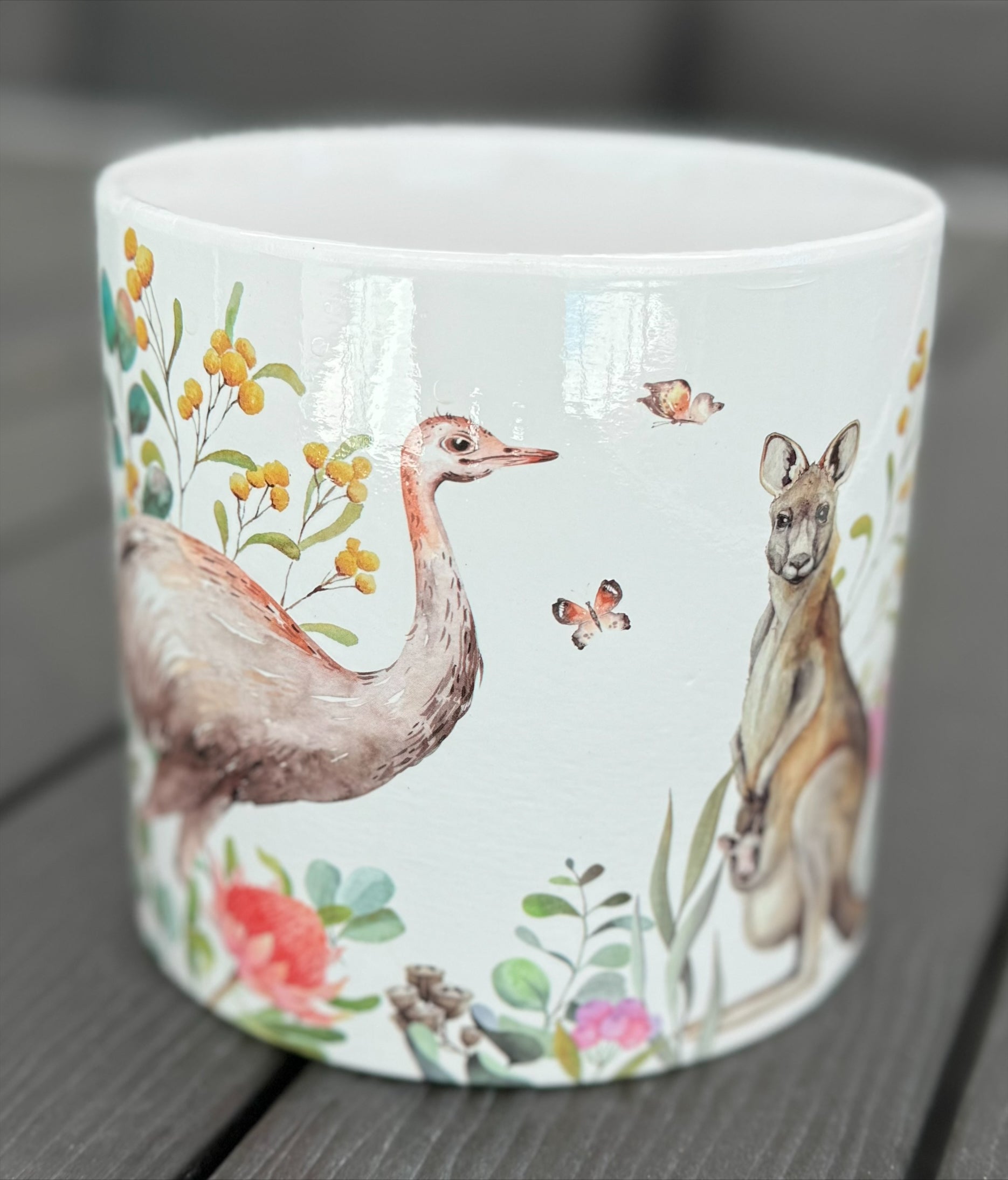 Native Flora & Fauna Ceramic Pot - 12.5cm Pastel Designs