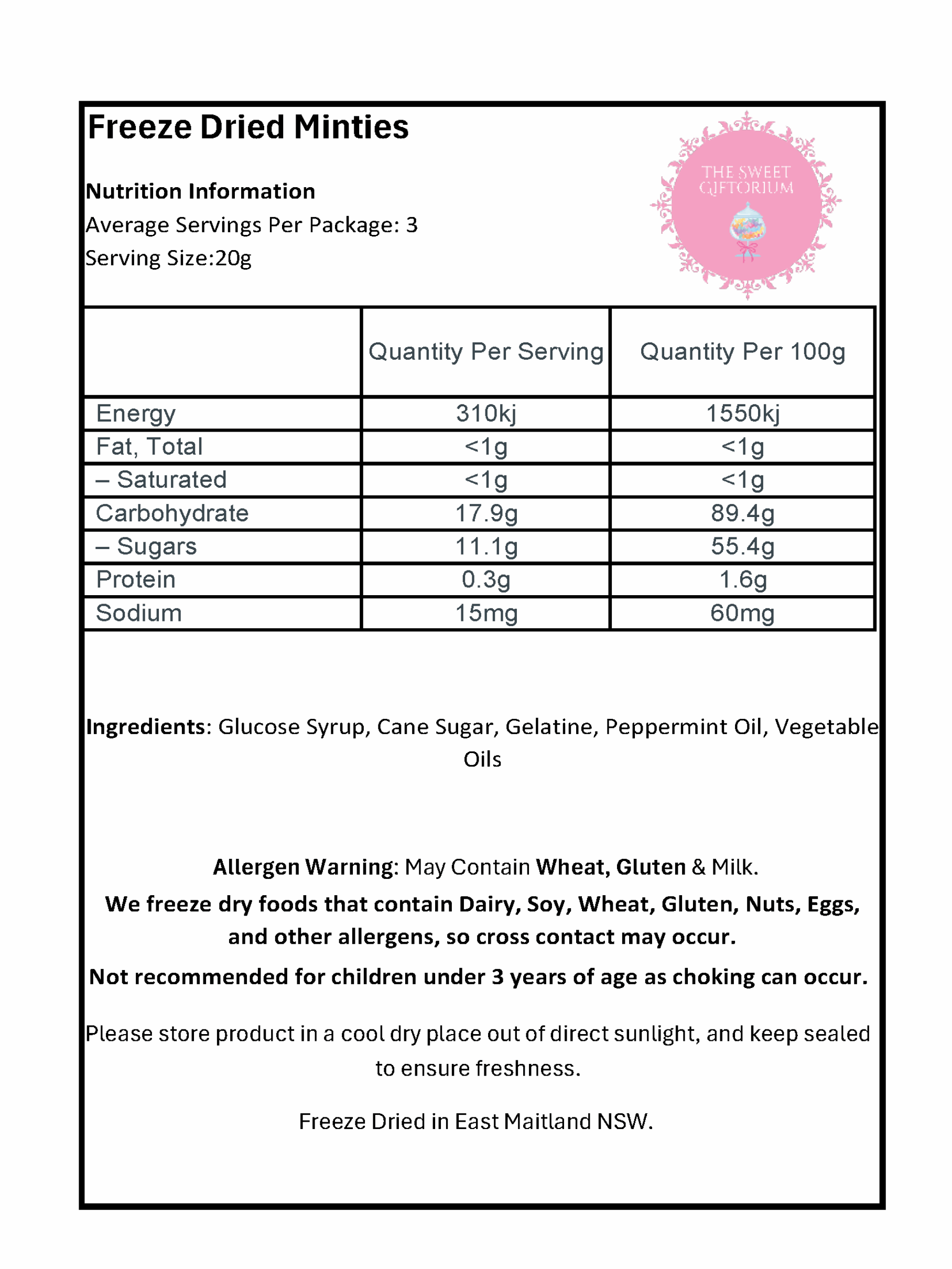 Minteez Label Freeze Dried Minties – The Sweet Giftorium
