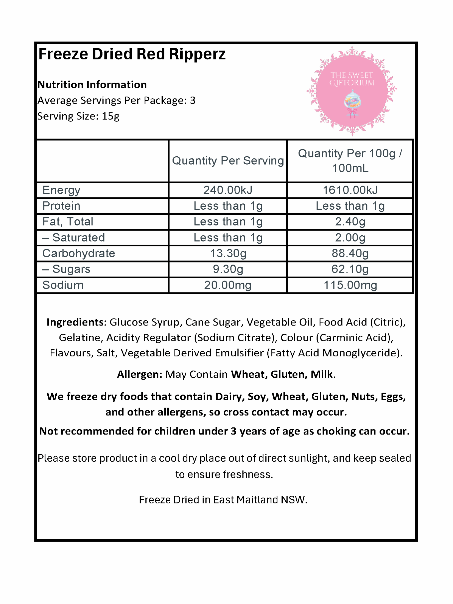 Freeze Dried Red Ripperz – The Sweet Giftorium