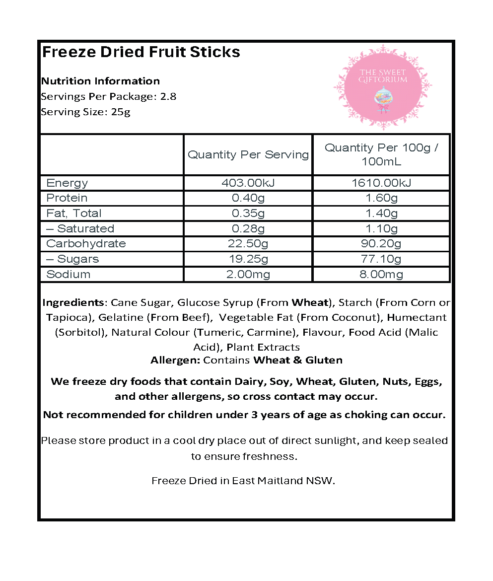 Freeze Dried Fruit Sticks