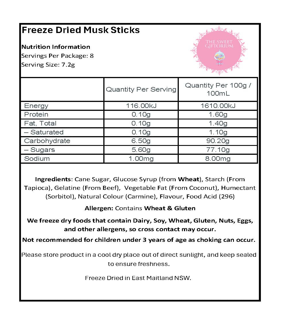 Freeze Dried Musk Sticks