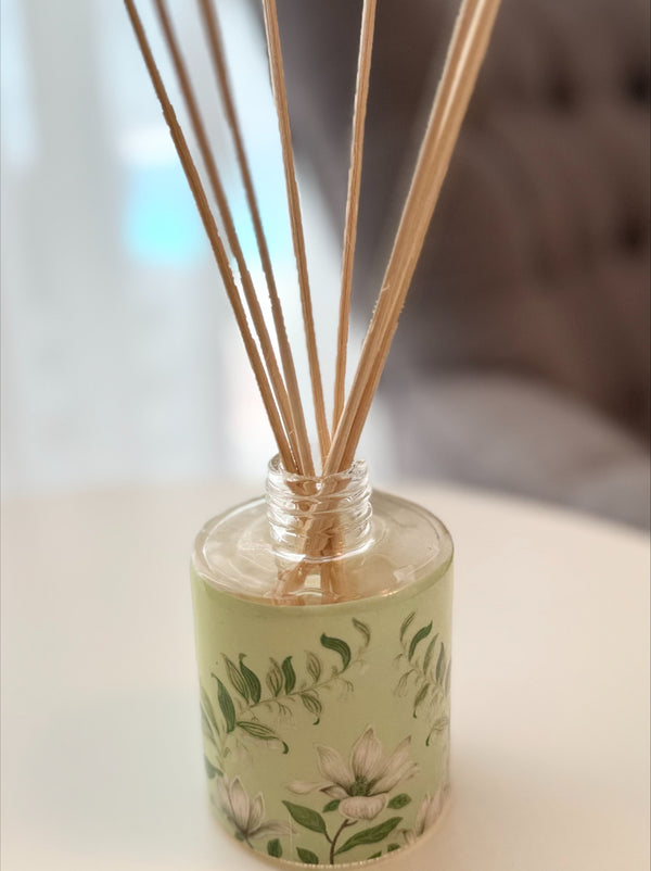 Glass Reed Diffuser with Floral Design in Gift Box - 110ml