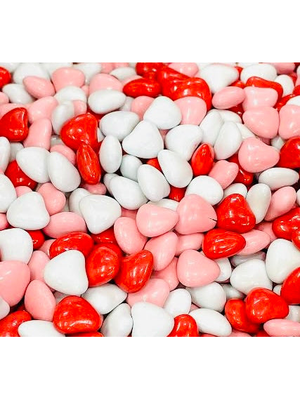 Lolliland - Candy coated choc hearts - red, pink and white