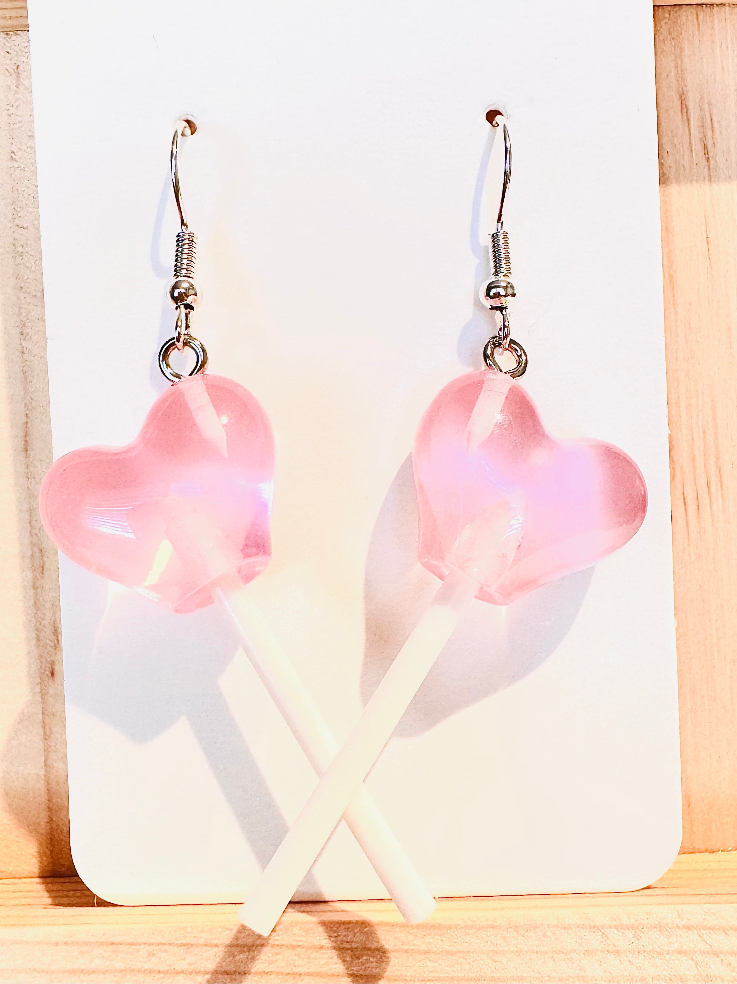 Pink Heart Lolly Earrings