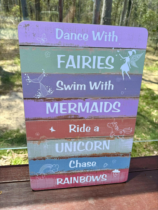 Rustic Rainbow Mermaid Sign - 45cm Signage The Sweet Giftorium 
