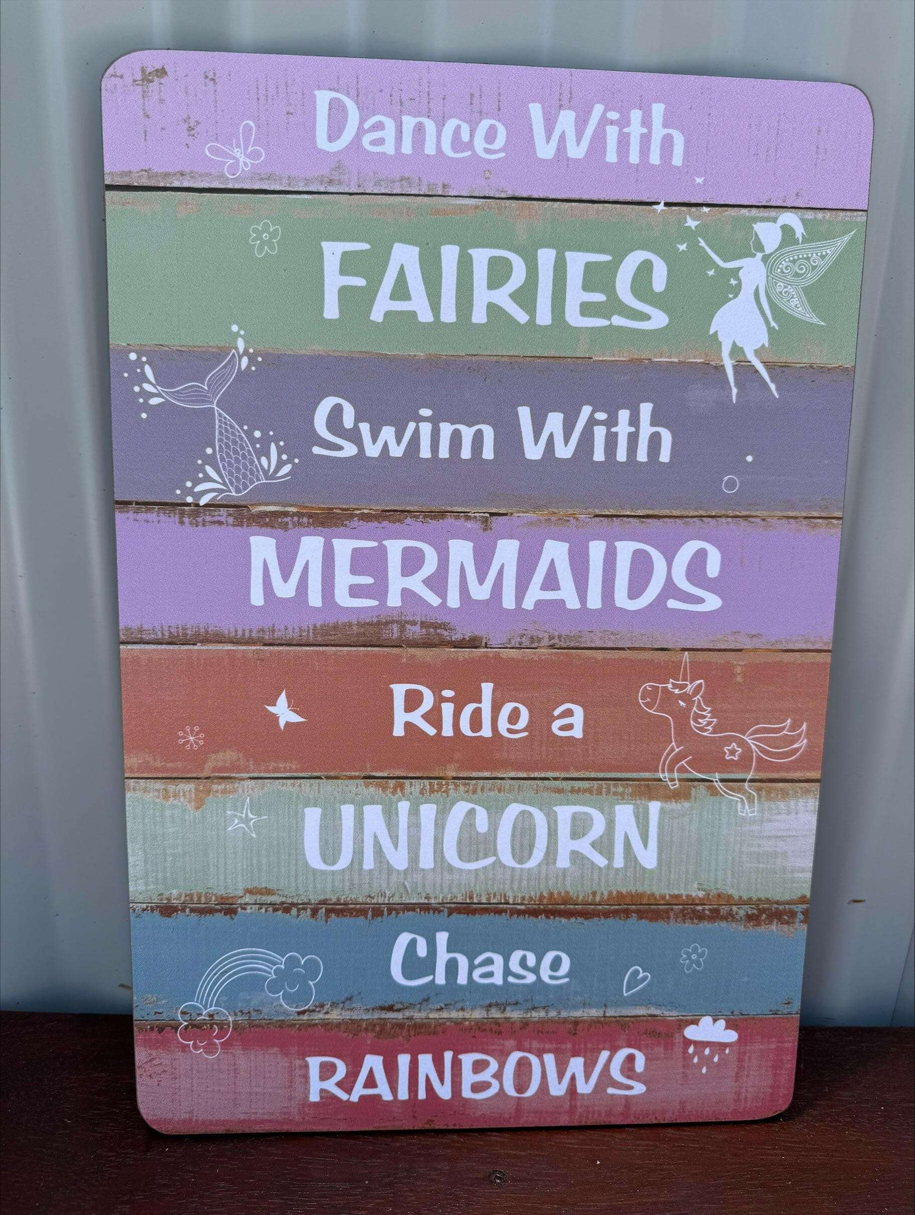 Rustic Rainbow Mermaid Sign - 45cm Signage The Sweet Giftorium 